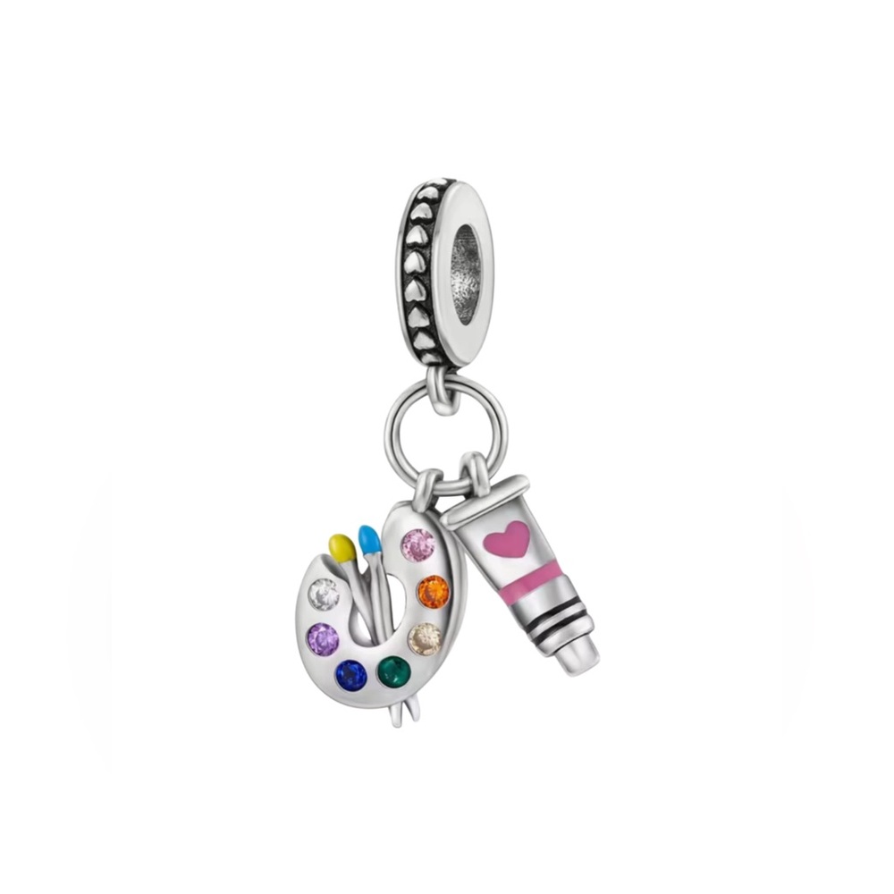 Colorful Artist Palette Paint Charm Pendant Pandora Style